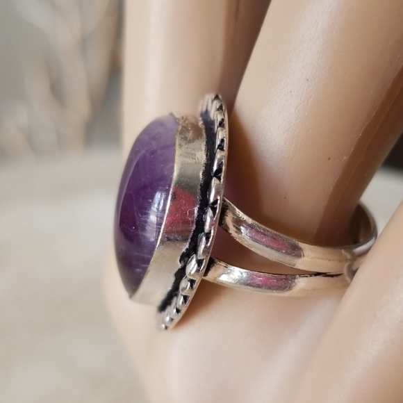 Host Pick !! Silver Purple Western Cocktail Ring Valentines Day - Picture 8 of 9